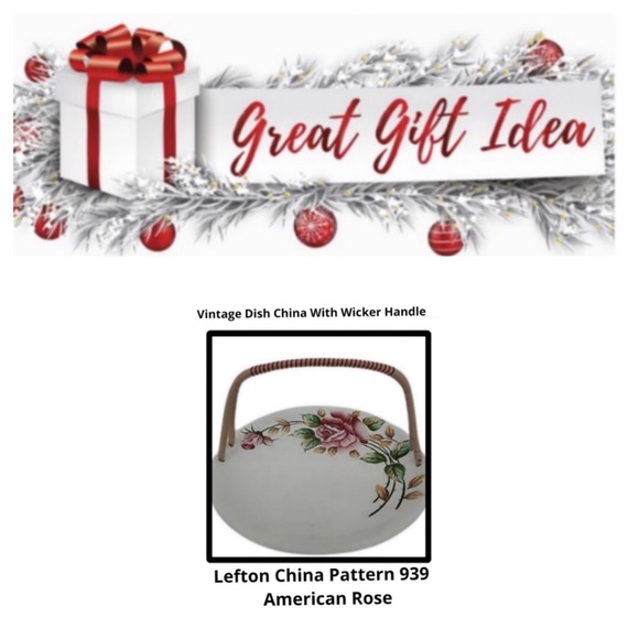 Vintage Leftons China #939  American Rose with woven handle Serving Plate - Picture 1 of 5